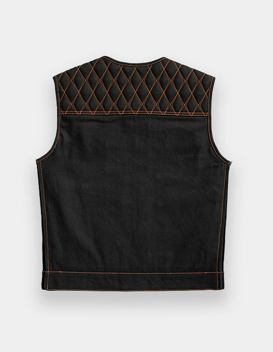 ARVANE Leather Hunt Club Black Hunt Club Biker Black Leather Canvas Vest Biker vest Handmade leather and canvas vest Handcrafted pure leather